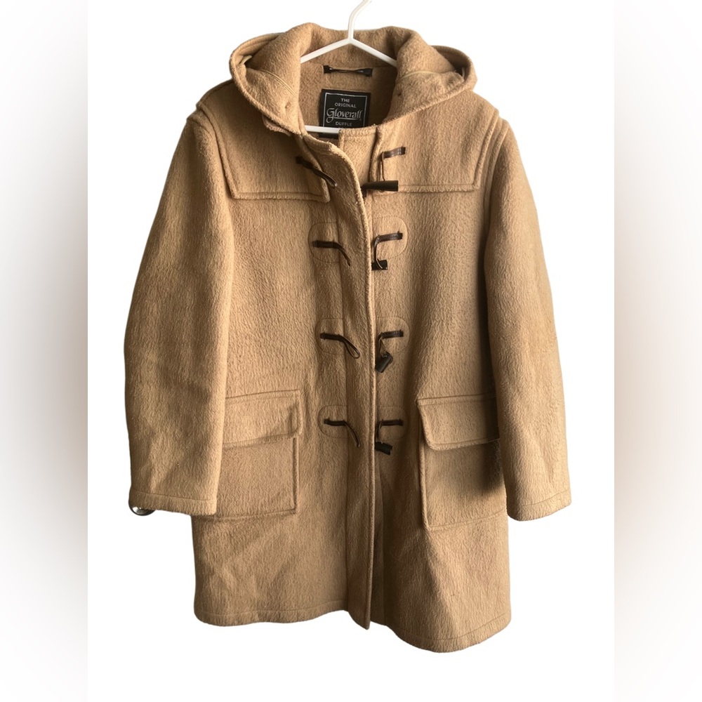Gloverall duffle coat wool blend vintage brown camel tan medium large